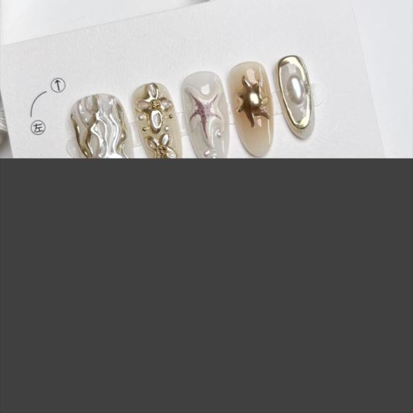 Ocean Goddess Summer Wearable Press-On Nails - Y2K Foreign Trade Style Full Cover Nail Art Strips