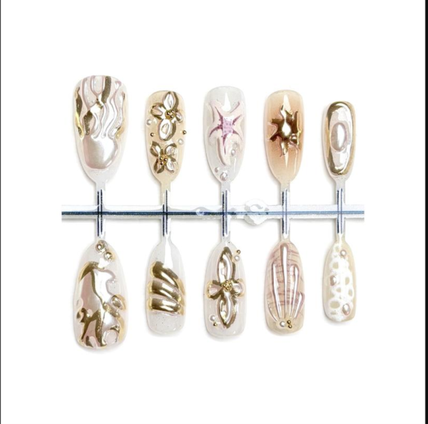 Ocean Goddess Summer Wearable Press-On Nails - Y2K Foreign Trade Style Full Cover Nail Art Strips