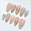 Rococo Court Style Rose Wearable Nails with Rhinestones