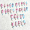 Rococo Court Style Rose Wearable Nails with Rhinestones
