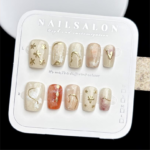 Japanese-Style Gilt Brown Press-On Nails - Autumn Series