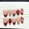 Red-Brown Leopard Print French Fishtail Wearable Nails with 3D Diamond Accents