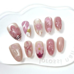 Epoxy 3D Wearable Nails - Sparkling Cat-Eye Manicure Patches Short Almond
