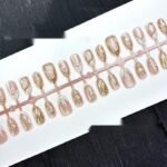 Gilded Sparkling Three-Dimensional Short Almond Wearable Nails - French White Gold Cat Eye Press-On Nails