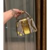 Exotic-Pattern Structured Top-Handle Bag