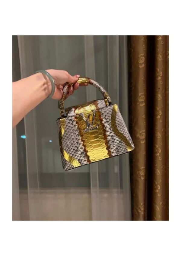 Exotic-Pattern Structured Top-Handle Bag