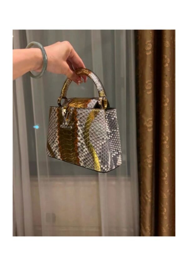 Exotic-Pattern Structured Top-Handle Bag