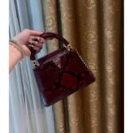 Exotic-Pattern Structured Top-Handle Bag