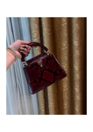 Exotic-Pattern Structured Top-Handle Bag