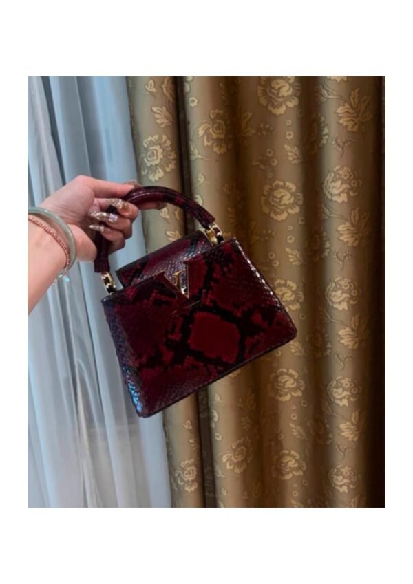 Exotic-Pattern Structured Top-Handle Bag