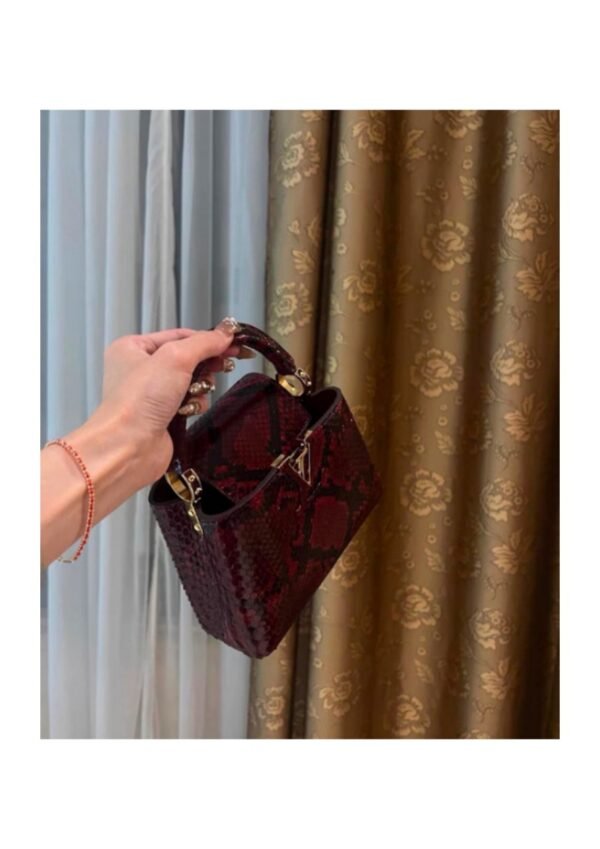 Exotic-Pattern Structured Top-Handle Bag