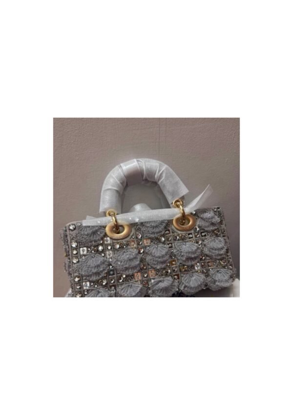 img-011 Silver Embellished Mini Top-Handle Bag