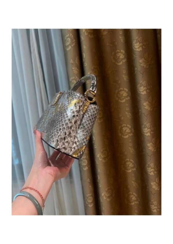 Exotic-Pattern Structured Top-Handle Bag
