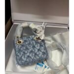 Blue Embellished Mini Top-Handle Bag