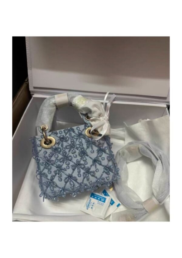 img-014 Blue Embellished Mini Top-Handle Bag