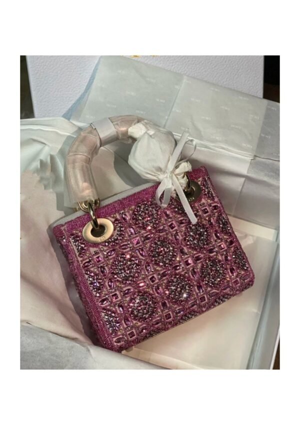 Purple Embellished Mini Top-Handle Bag