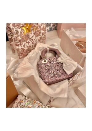 Purple Embellished Mini Top-Handle Bag