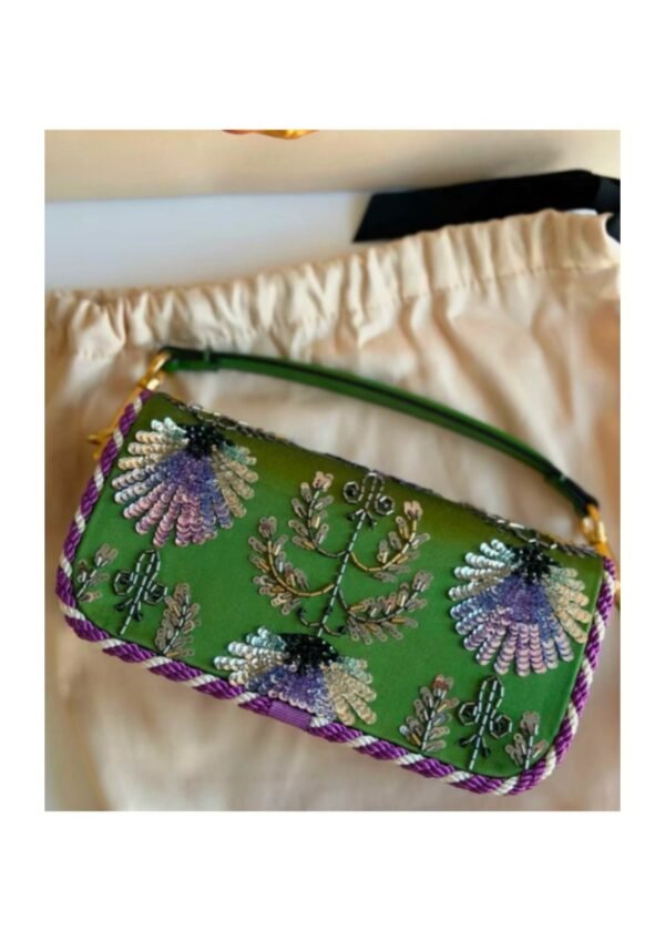 Green Embellished Shoulder Bag