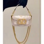 White Embellished Chain Shoulder Bag