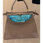 Taupe Structured Top-Handle Bag