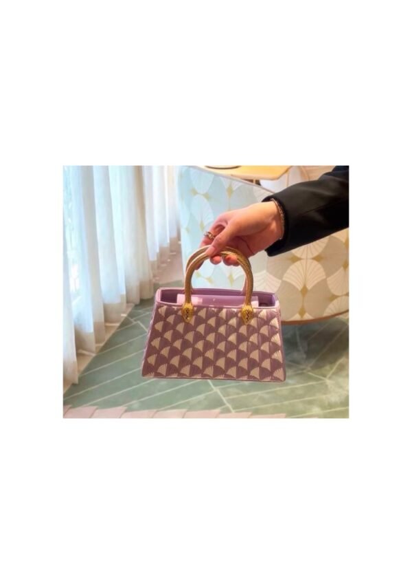 Purple Patterned Top-Handle Bag