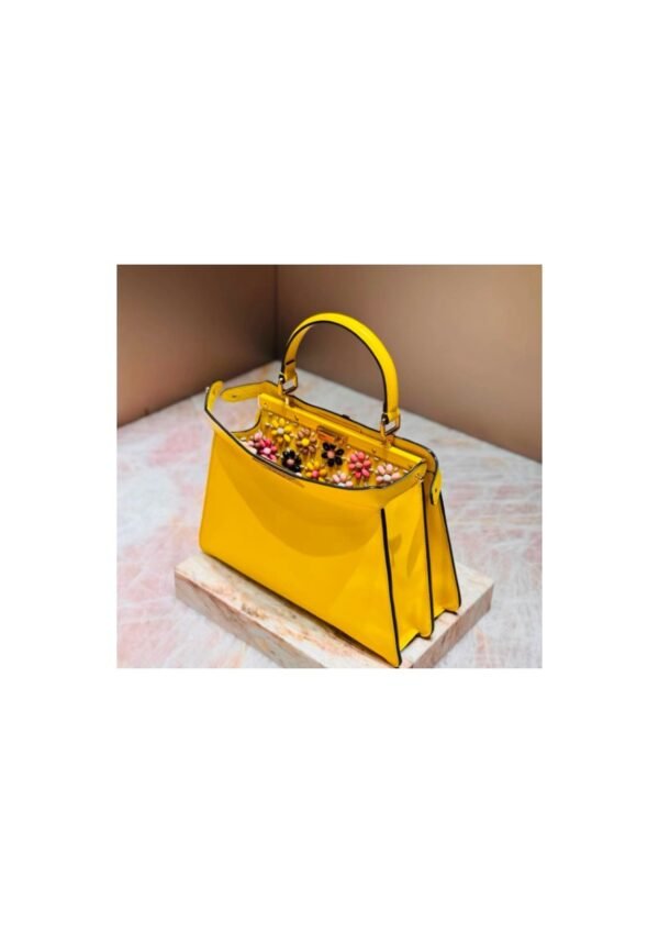 Yellow Structured Top-Handle Bag