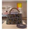 Floral Embroidered Structured Top-Handle Bag