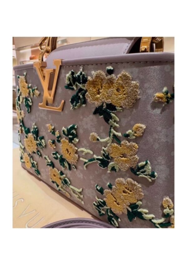 Floral Embroidered Structured Top-Handle Bag