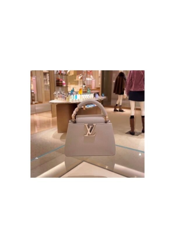 Grey Structured Mini Top-Handle Bag
