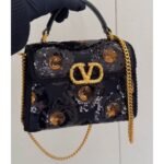 Black Embellished Chain Shoulder Bag