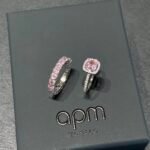 Pink Geometric S925 Silver Ring Set