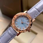 Blue Leather-Strap Round Watch