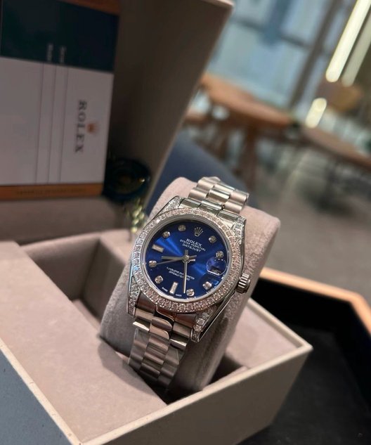 Blue Dial Steel Watch