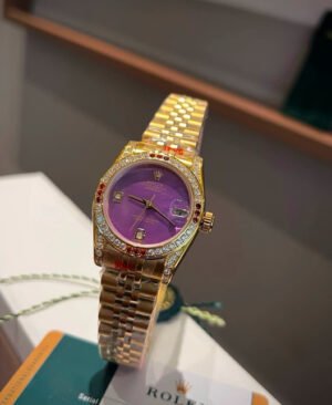 Purple Dial Gold-Tone Watch