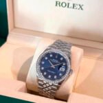 Blue Dial Steel Crystal Watch