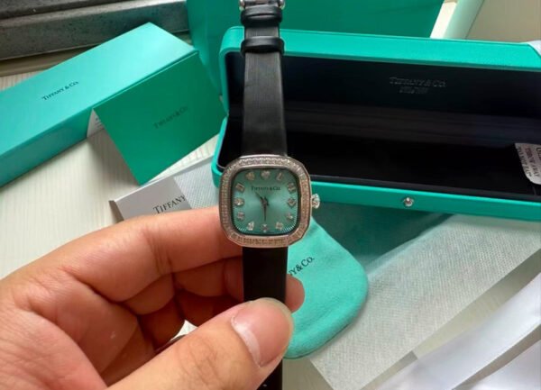Black Strap Cushion Watch