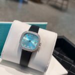 Black Strap Turquoise Dial Watch