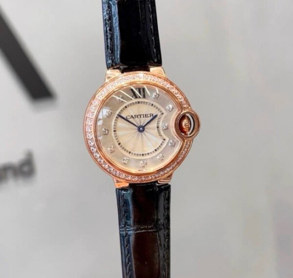Oval Leather-Strap Crystal Watch