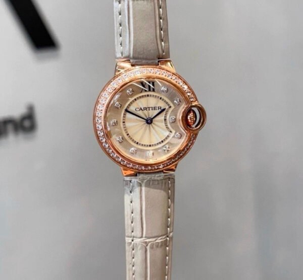 Oval Leather-Strap Crystal Watch