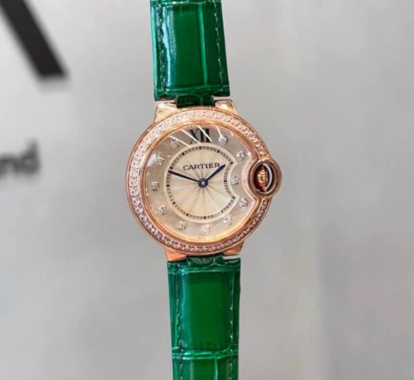 Oval Leather-Strap Crystal Watch