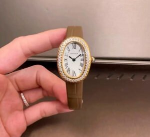 Slim Oval Brown-Strap Watch