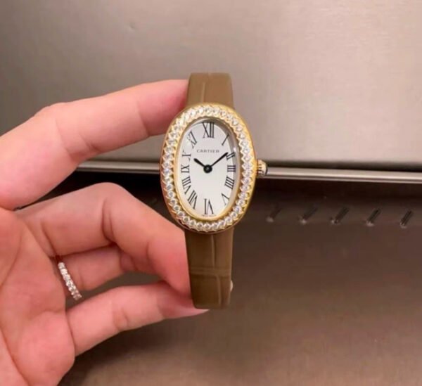 Slim Oval Brown-Strap Watch