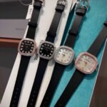 Cushion Crystal Leather-Strap Watch